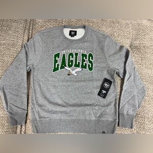 NWT PHILADELPHIA EAGLES Crewneck Sweatshirt 47 BRAND Vtg Retro Grey Adult XL